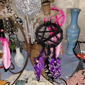 Gothic Black and Purple Dreamcatcher with Skulls